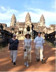 Gap Year Trip (2025-2026): Elizabeth Hunter, Jason Merrill, & Alice walking on site.